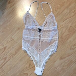 Victoria's Secret Cream Lace Bodysuit
